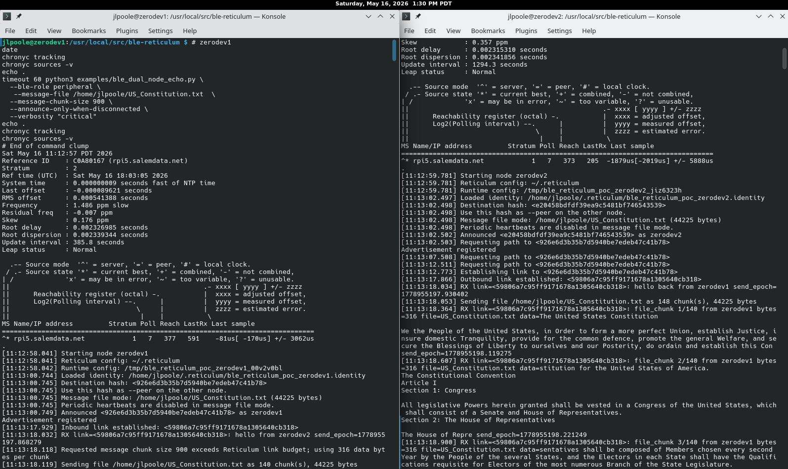 2 Linux consoles, side by side