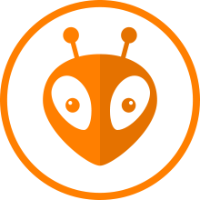 orange logo with ant head