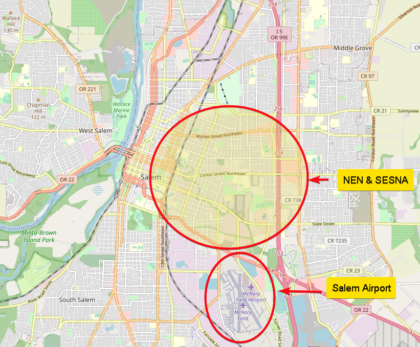map of SLE, NEN & SESNA